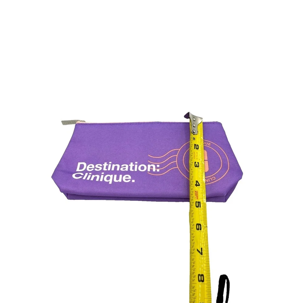 Destination Clinique Cosmetic‎ Makeup Bag 5x10x3 Purple Orange White -Set of 15